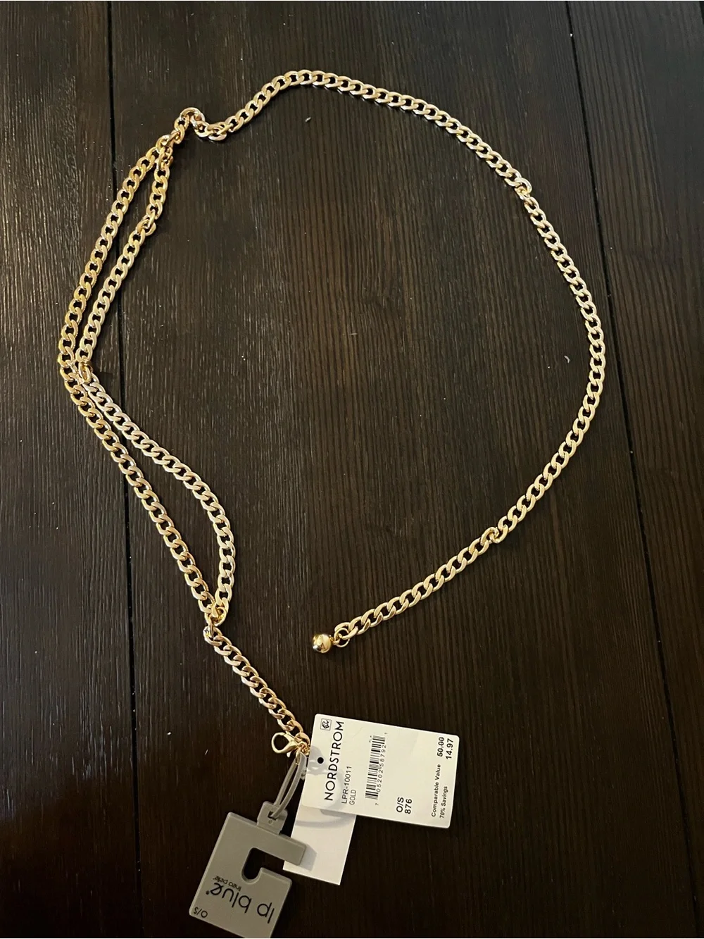 Gold-Tone Chain Waist Belt with Ball Accent